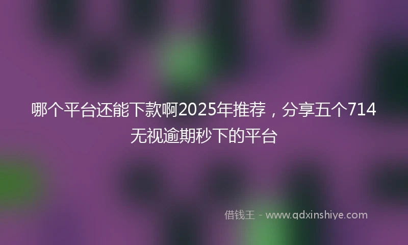 哪个平台还能下款啊2025年推荐，分享五个714无视逾期秒下的平台