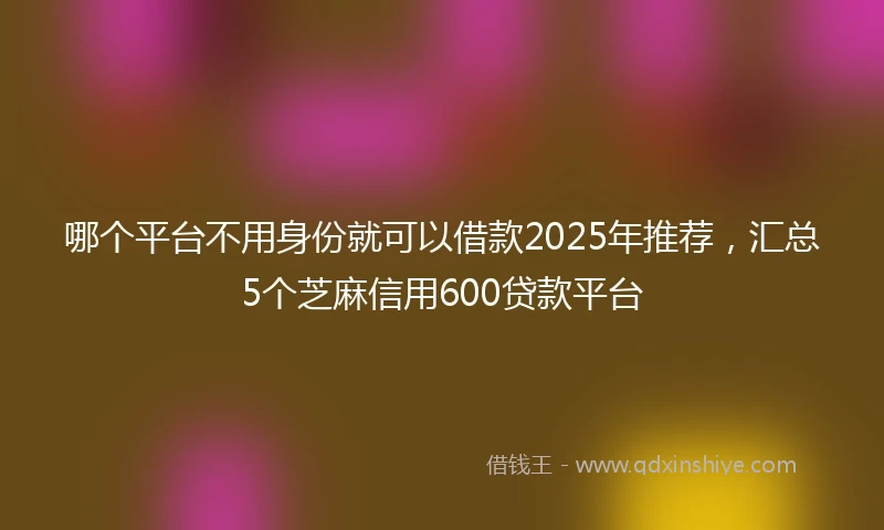 哪个平台不用身份就可以借款2025年推荐，汇总5个芝麻信用600贷款平台
