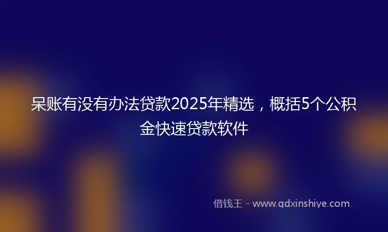 呆账有没有办法贷款2025年精选,概括5个公积金快速贷款软件