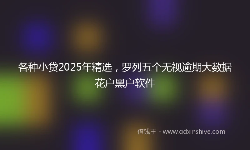 各种小贷2025年精选，罗列五个无视逾期大数据花户黑户软件