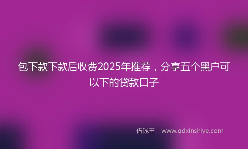 包下款下款后收费2025年推荐，分享五个黑户可以下的贷款口子