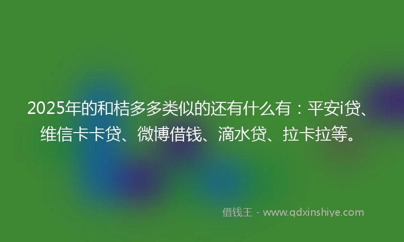 2025年的和桔多多类似的还有什么有：平安i贷、维信卡卡贷、微博借钱、滴水贷、拉卡拉等。
