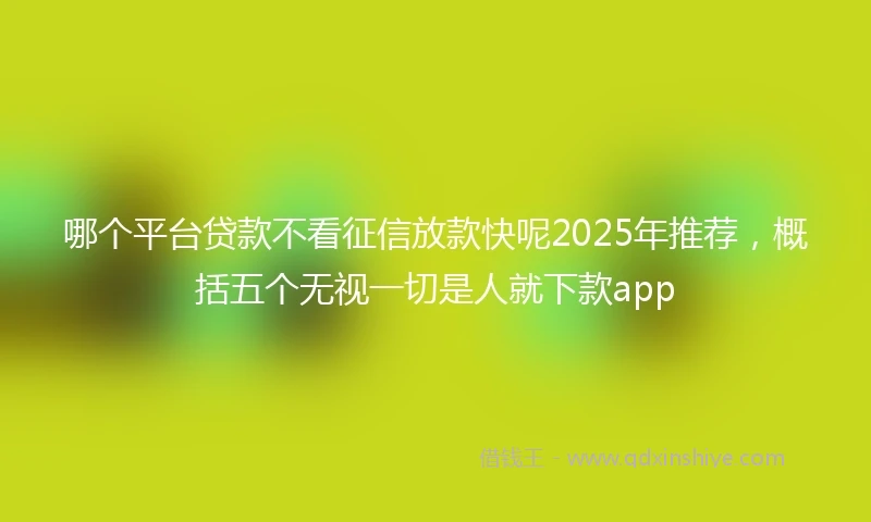 哪个平台贷款不看征信放款快呢2025年推荐，概括五个无视一切是人就下款app