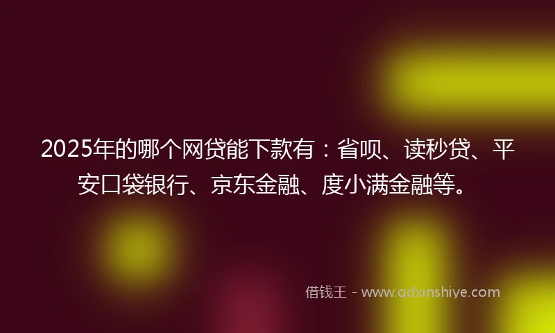 2025年的哪个网贷能下款有：省呗、读秒贷、平安口袋银行、京东金融、度小满金融等。