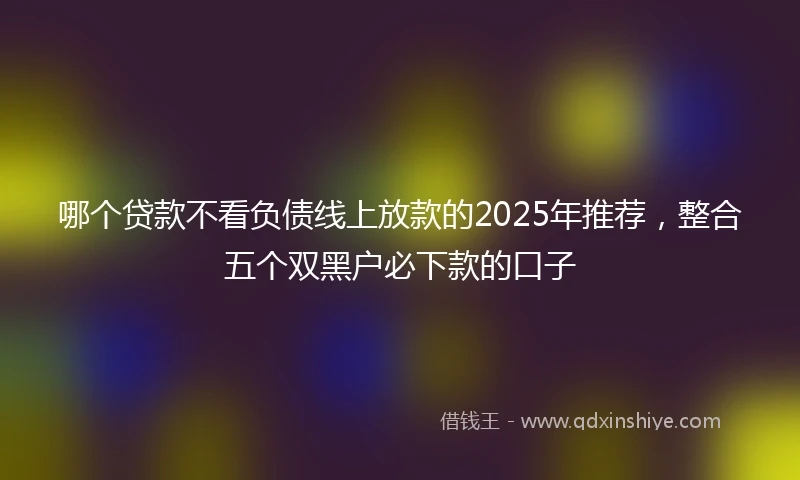 哪个贷款不看负债线上放款的2025年推荐，整合五个双黑户必下款的口子