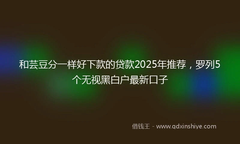 和芸豆分一样好下款的贷款2025年推荐，罗列5个无视黑白户最新口子