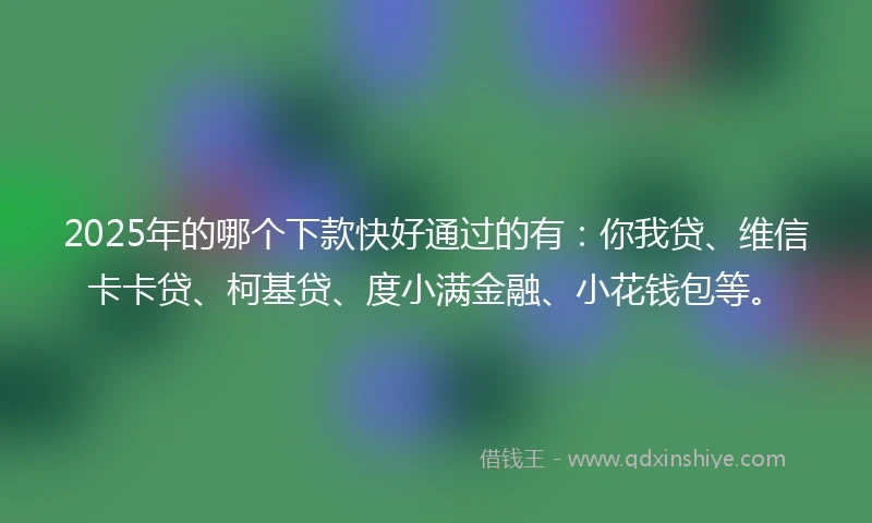 2025年的哪个下款快好通过的有：你我贷、维信卡卡贷、柯基贷、度小满金融、小花钱包等。