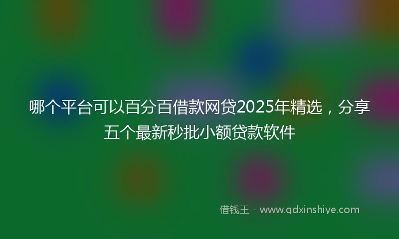 哪个平台可以百分百借款网贷2025年精选，分享五个最新秒批小额贷款软件