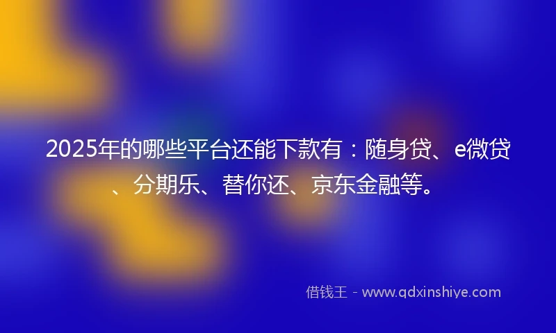 2025年的哪些平台还能下款有：随身贷、e微贷、分期乐、替你还、京东金融等。