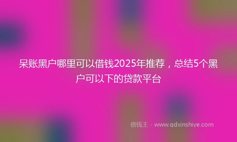 呆账黑户哪里可以借钱2025年推荐，总结5个黑户可以下的贷款平台