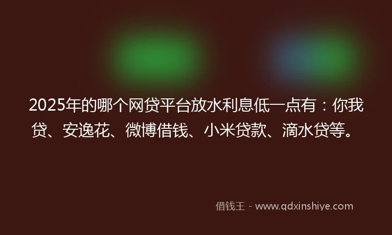 2025年的哪个网贷平台放水利息低一点有：你我贷、安逸花、微博借钱、小米贷款、滴水贷等。