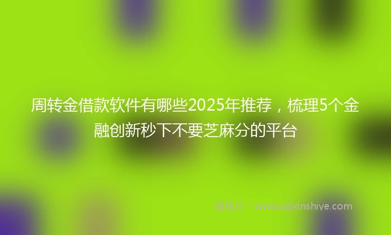 周转金借款软件有哪些2025年推荐，梳理5个金融创新秒下不要芝麻分的平台