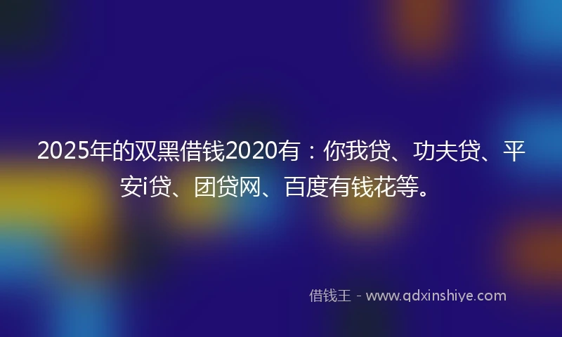 2025年的双黑借钱2020有：你我贷、功夫贷、平安i贷、团贷网、百度有钱花等。