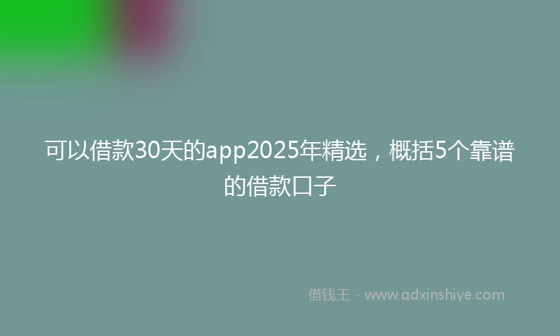 可以借款30天的app2025年精选，概括5个靠谱的借款口子