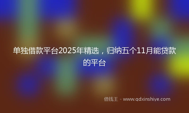 单独借款平台2025年精选，归纳五个11月能贷款的平台