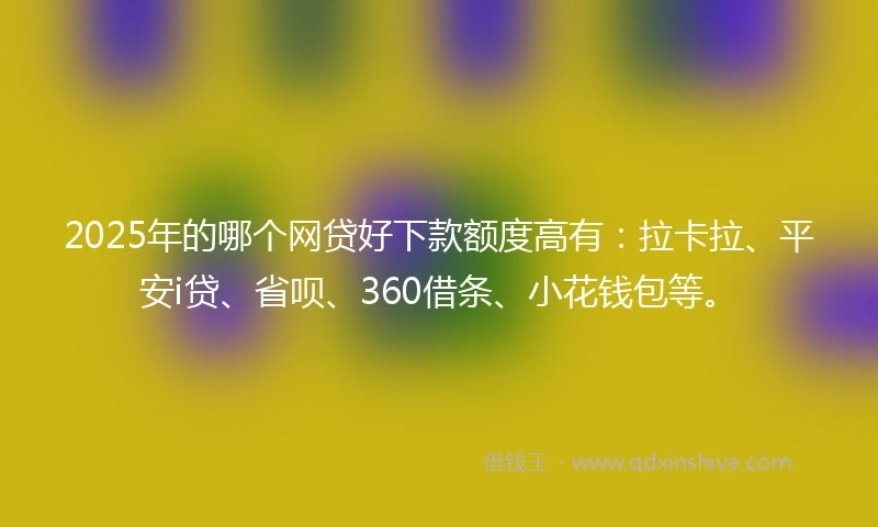 2025年的哪个网贷好下款额度高有：拉卡拉、平安i贷、省呗、360借条、小花钱包等。