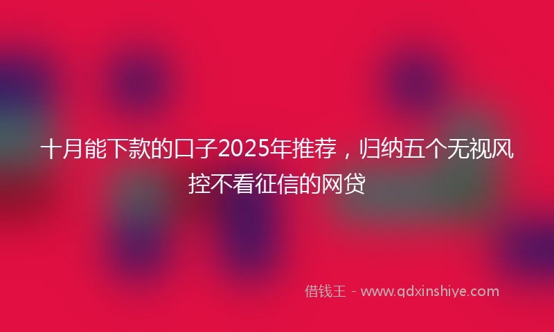 十月能下款的口子2025年推荐，归纳五个无视风控不看征信的网贷