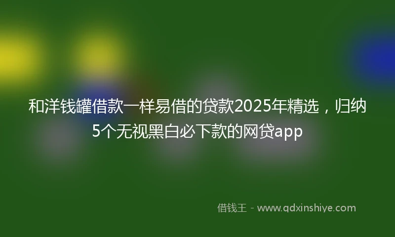 和洋钱罐借款一样易借的贷款2025年精选，归纳5个无视黑白必下款的网贷app