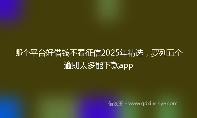 哪个平台好借钱不看征信2025年精选，罗列五个逾期太多能下款app