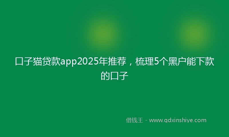 口子猫贷款app2025年推荐，梳理5个黑户能下款的口子