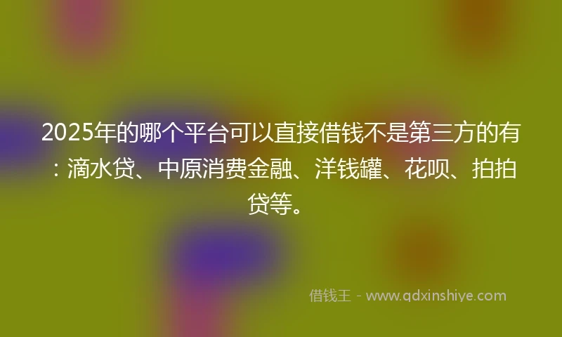 2025年的哪个平台可以直接借钱不是第三方的有：滴水贷、中原消费金融、洋钱罐、花呗、拍拍贷等。