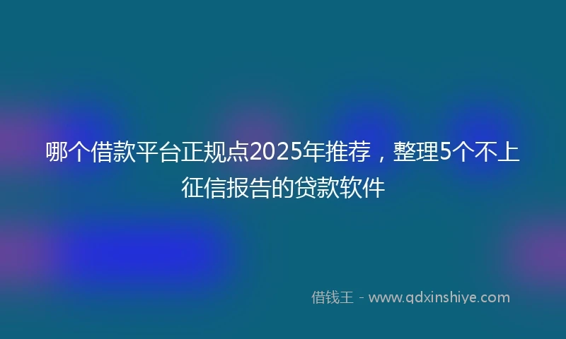 哪个借款平台正规点2025年推荐，整理5个不上征信报告的贷款软件