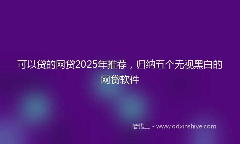 可以贷的网贷2025年推荐，归纳五个无视黑白的网贷软件