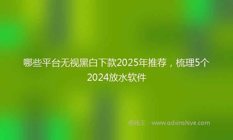 哪些平台无视黑白下款2025年推荐，梳理5个2024放水软件