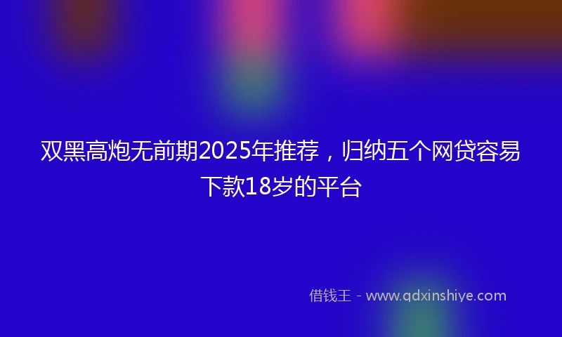 双黑高炮无前期2025年推荐,归纳五个网贷容易下款18岁的平台