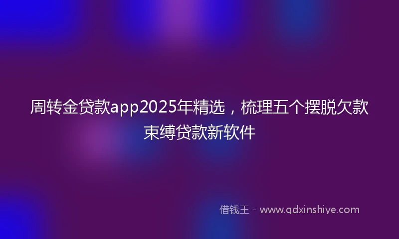 周转金贷款app2025年精选，梳理五个摆脱欠款束缚贷款新软件