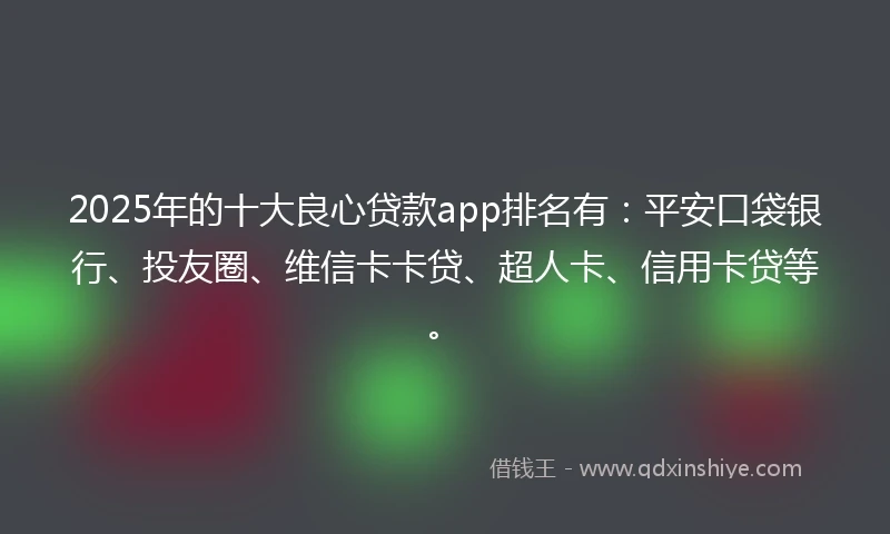 2025年的十大良心贷款app排名有：平安口袋银行、投友圈、维信卡卡贷、超人卡、信用卡贷等。