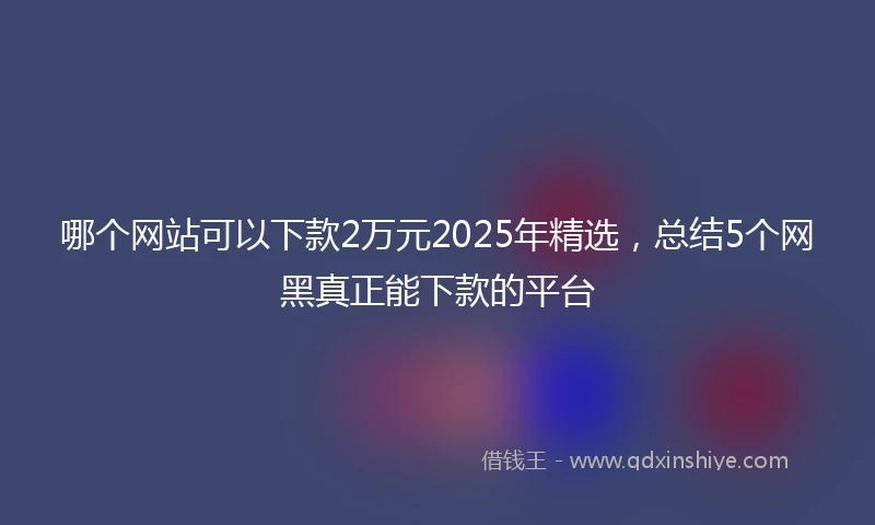 哪个网站可以下款2万元2025年精选，总结5个网黑真正能下款的平台