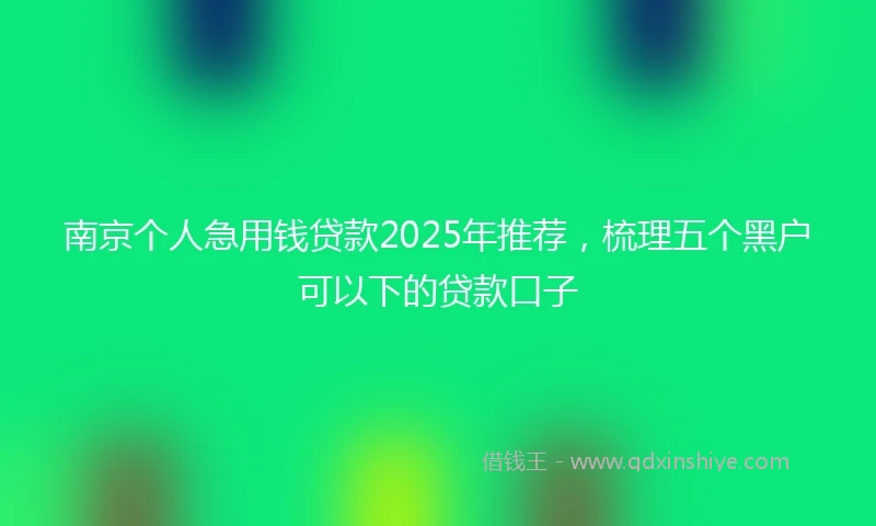 南京个人急用钱贷款2025年推荐，梳理五个黑户可以下的贷款口子