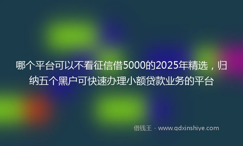 哪个平台可以不看征信借5000的2025年精选，归纳五个黑户可快速办理小额贷款业务的平台