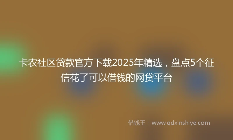 卡农社区贷款官方下载2025年精选，盘点5个征信花了可以借钱的网贷平台