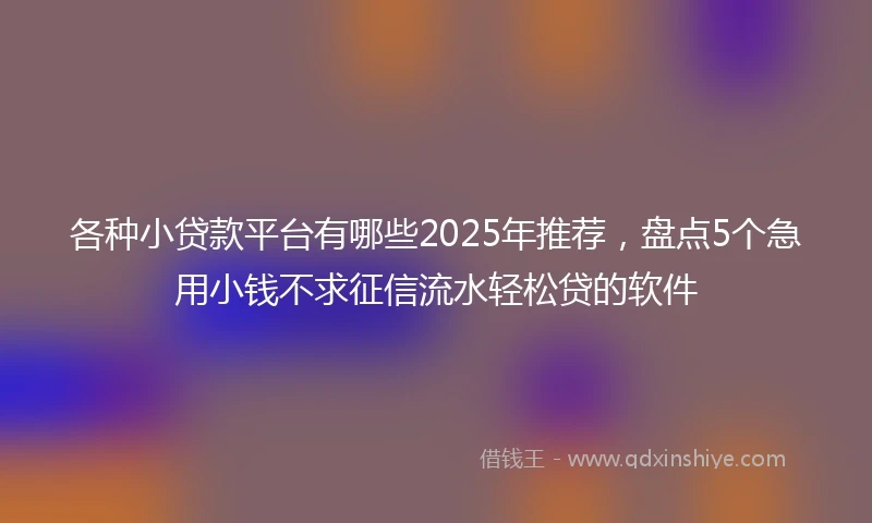 各种小贷款平台有哪些2025年推荐，盘点5个急用小钱不求征信流水轻松贷的软件