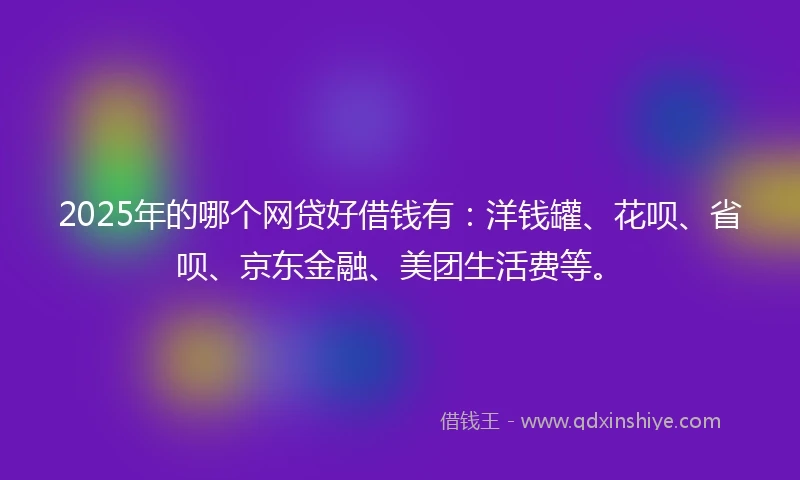 2025年的哪个网贷好借钱有：洋钱罐、花呗、省呗、京东金融、美团生活费等。