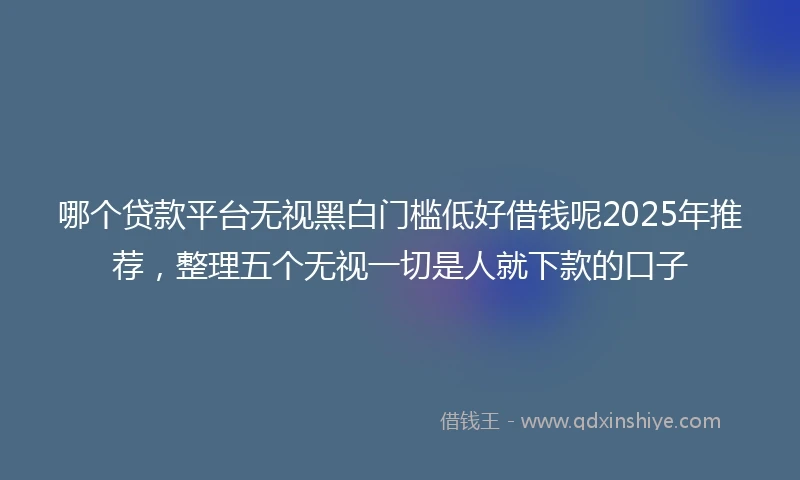 哪个贷款平台无视黑白门槛低好借钱呢2025年推荐，整理五个无视一切是人就下款的口子