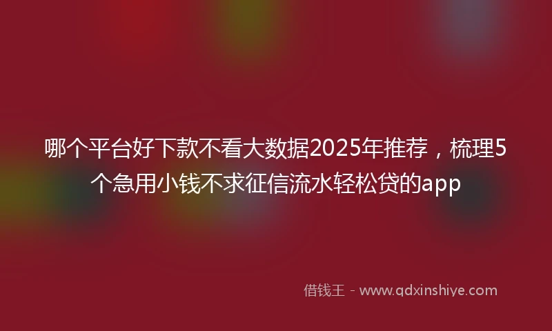 哪个平台好下款不看大数据2025年推荐，梳理5个急用小钱不求征信流水轻松贷的app