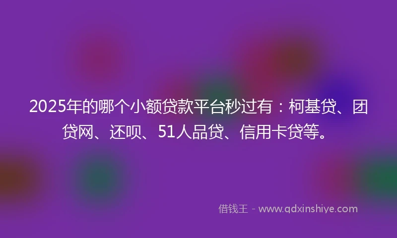2025年的哪个小额贷款平台秒过有：柯基贷、团贷网、还呗、51人品贷、信用卡贷等。