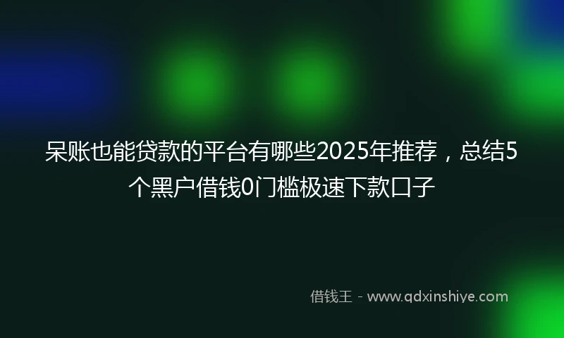 呆账也能贷款的平台有哪些2025年推荐，总结5个黑户借钱0门槛极速下款口子