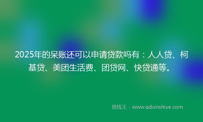 2025年的呆账还可以申请贷款吗有：人人贷、柯基贷、美团生活费、团贷网、快贷通等。