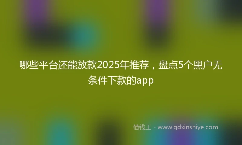 哪些平台还能放款2025年推荐，盘点5个黑户无条件下款的app