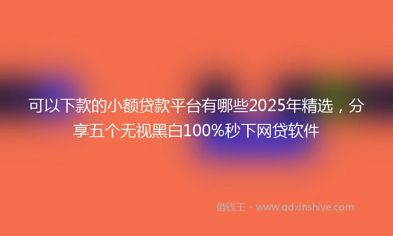 可以下款的小额贷款平台有哪些2025年精选,分享五个无视黑白100%秒下网贷软件