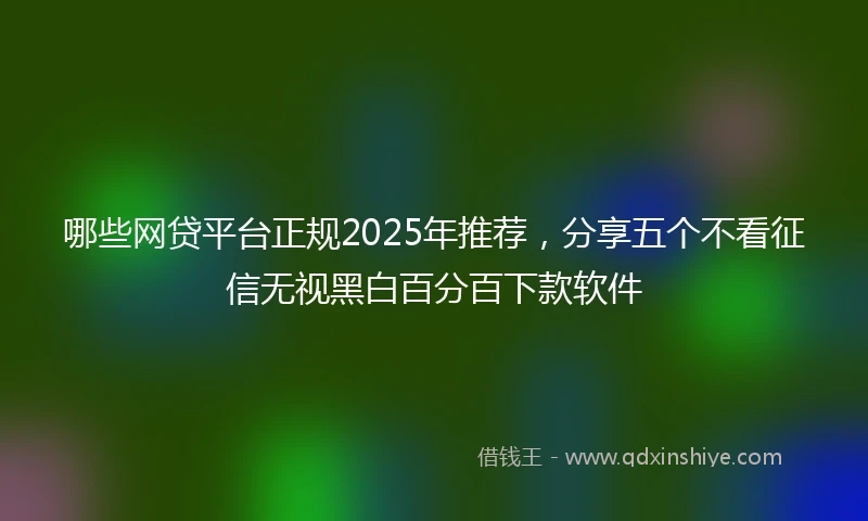 哪些网贷平台正规2025年推荐，分享五个不看征信无视黑白百分百下款软件
