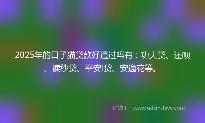 2025年的口子猫贷款好通过吗有：功夫贷、还呗、读秒贷、平安i贷、安逸花等。