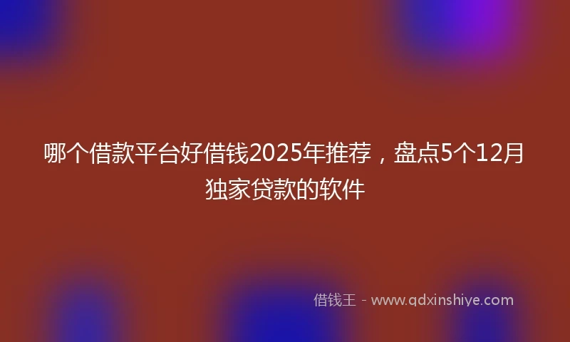 哪个借款平台好借钱2025年推荐，盘点5个12月独家贷款的软件