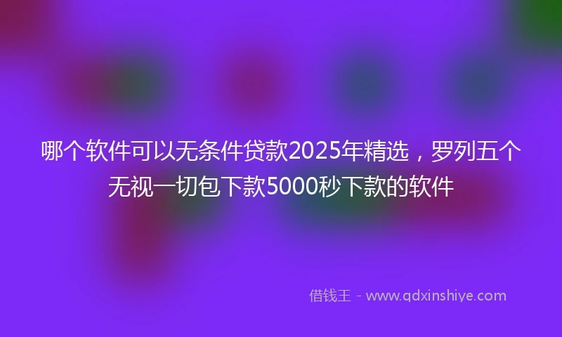 哪个软件可以无条件贷款2025年精选，罗列五个无视一切包下款5000秒下款的软件
