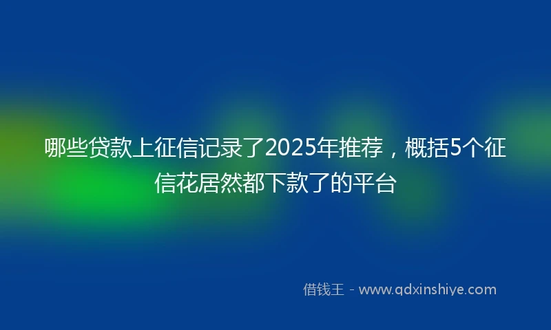 哪些贷款上征信记录了2025年推荐，概括5个征信花居然都下款了的平台