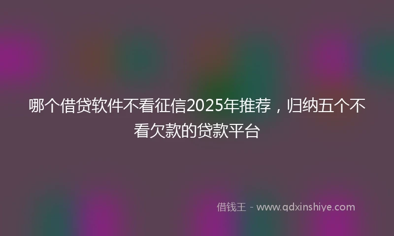 哪个借贷软件不看征信2025年推荐，归纳五个不看欠款的贷款平台